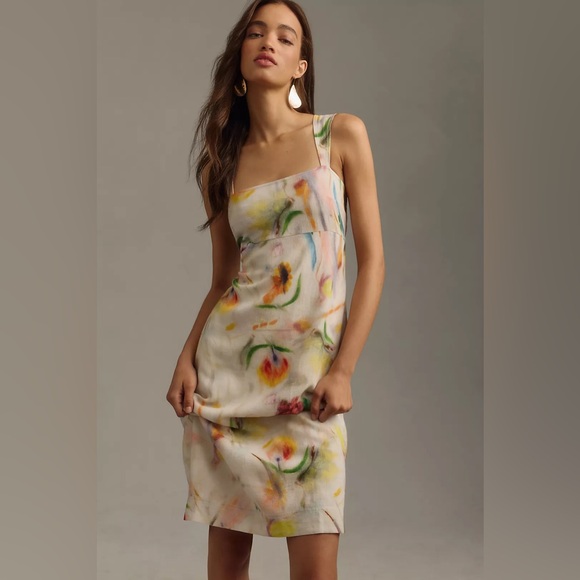 Klass Jonkman Sleeveless Square Neck Linen Blend Midi Dress Size Large - Picture 2 of 13